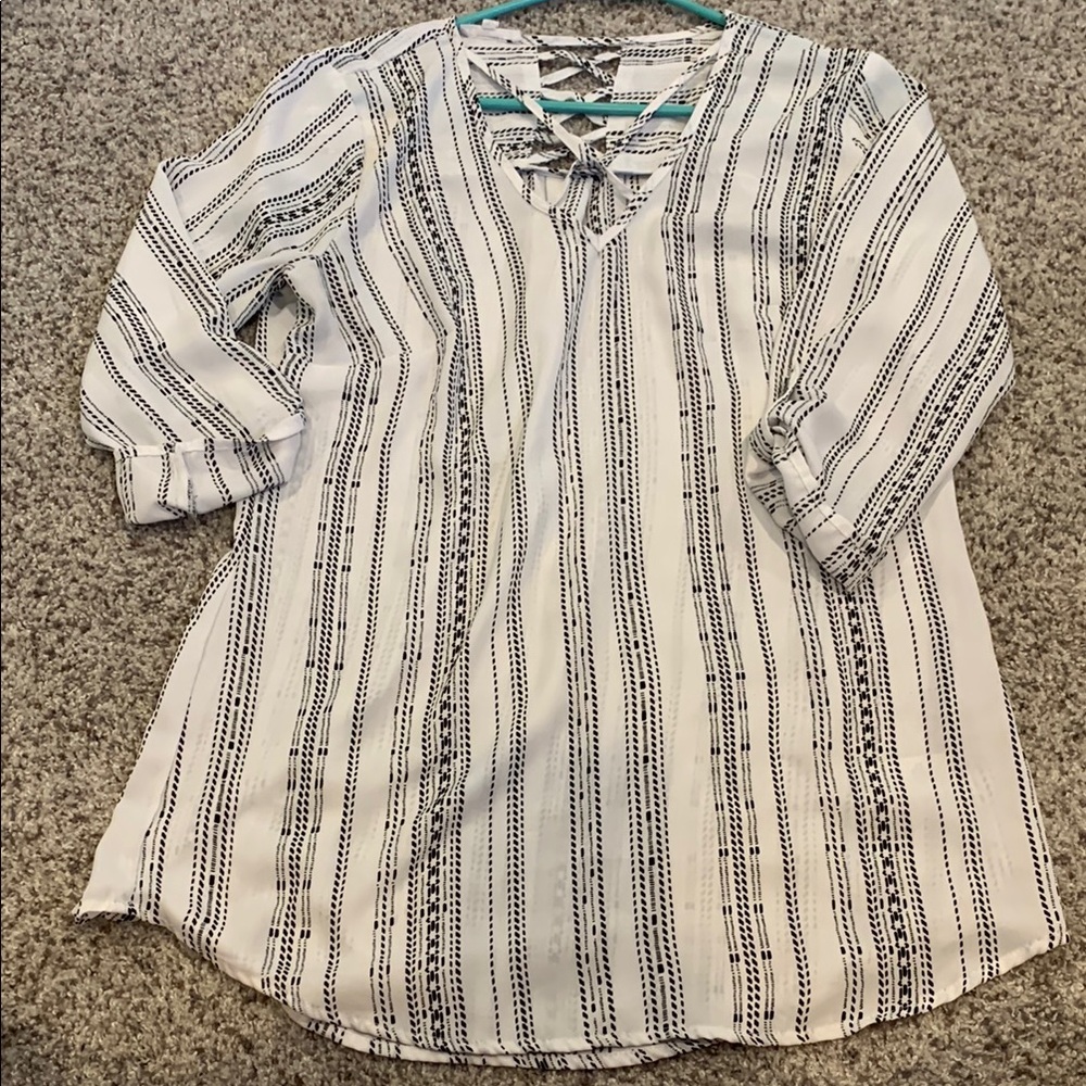 Striped Women's Top - Black and White